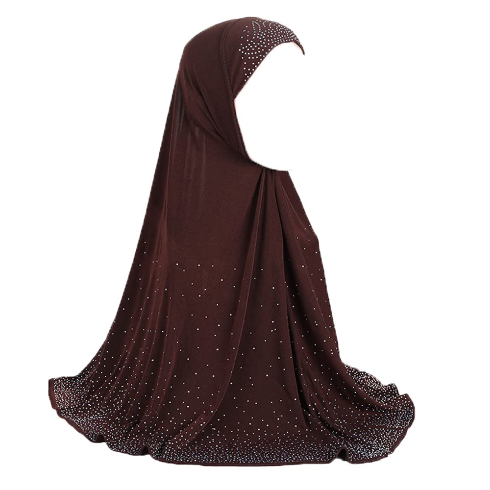 JDYaoYing Women Bling Rhinestones Muslim Hijab Scarf Neck Cover Full Cover Long Turban Headscarf Wrap Scarves Headwear