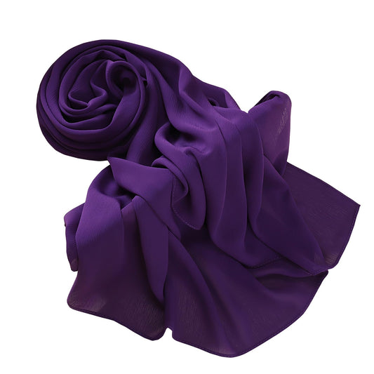 PeacePray Premium Long Crinkle Chiffon Hijab Scarf for Women Very Soft Muslim Head Scarfs Violet