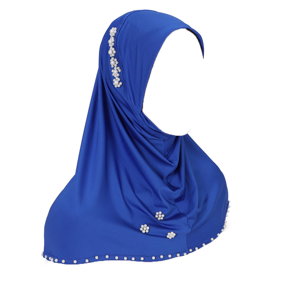 New Pearl-Studded Solid Color Instant Hijab