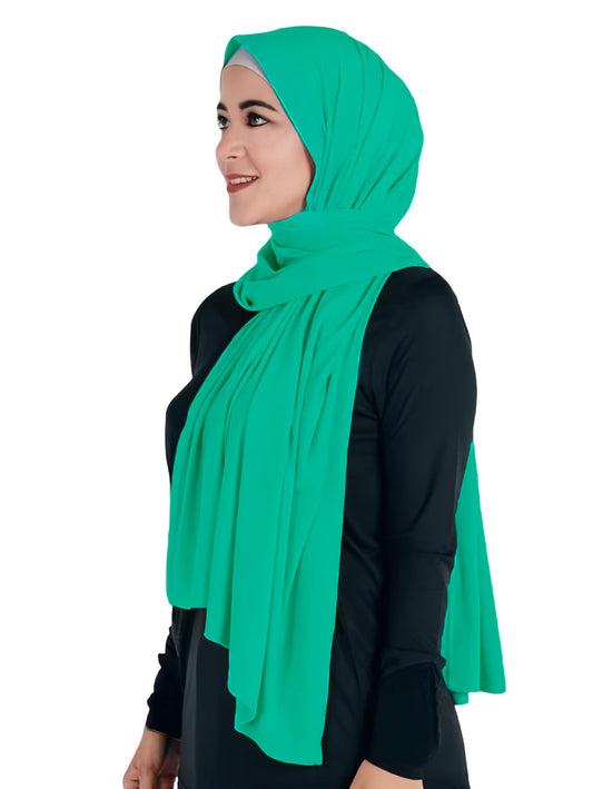 Lina & Lily Modal Jersey Stretch Hijab Head Scarf Wrap for Women Muslim All Seasons (Jade Green)