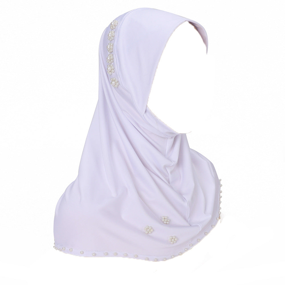 New Pearl-Studded Solid Color Instant Hijab
