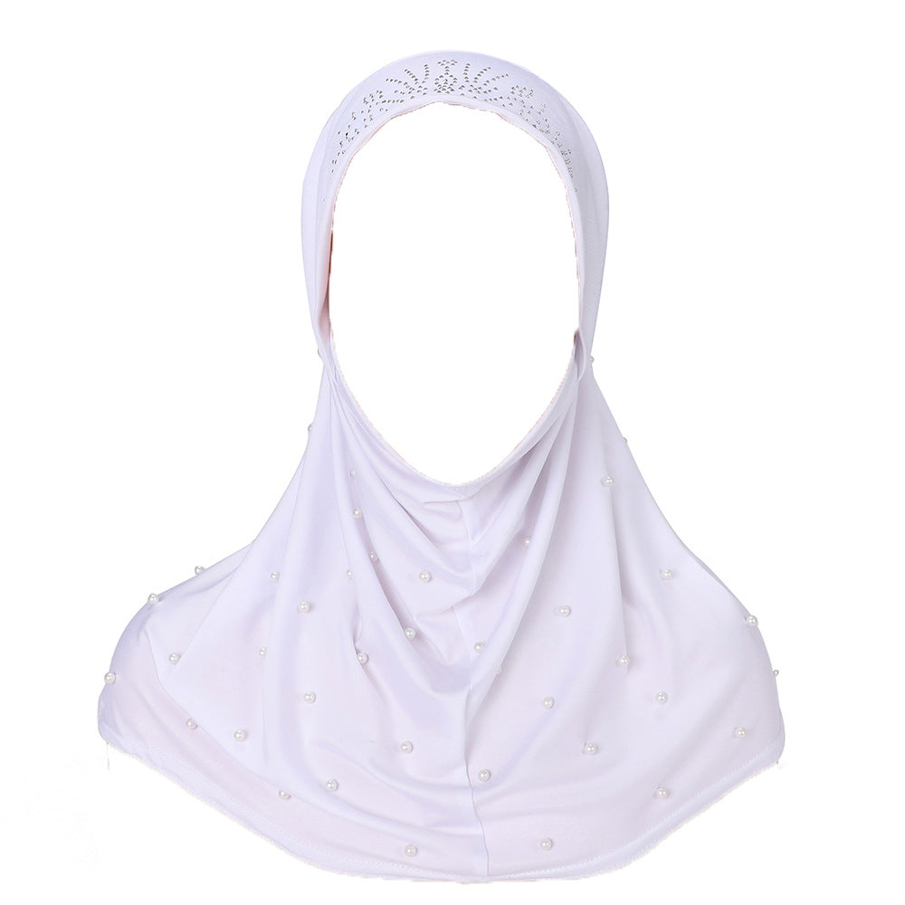 New Pearl-Studded Solid Color Instant Hijab
