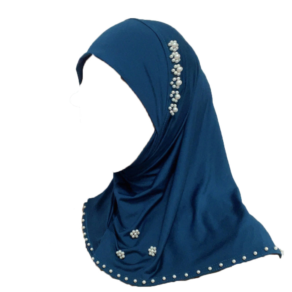 New Pearl-Studded Solid Color Instant Hijab