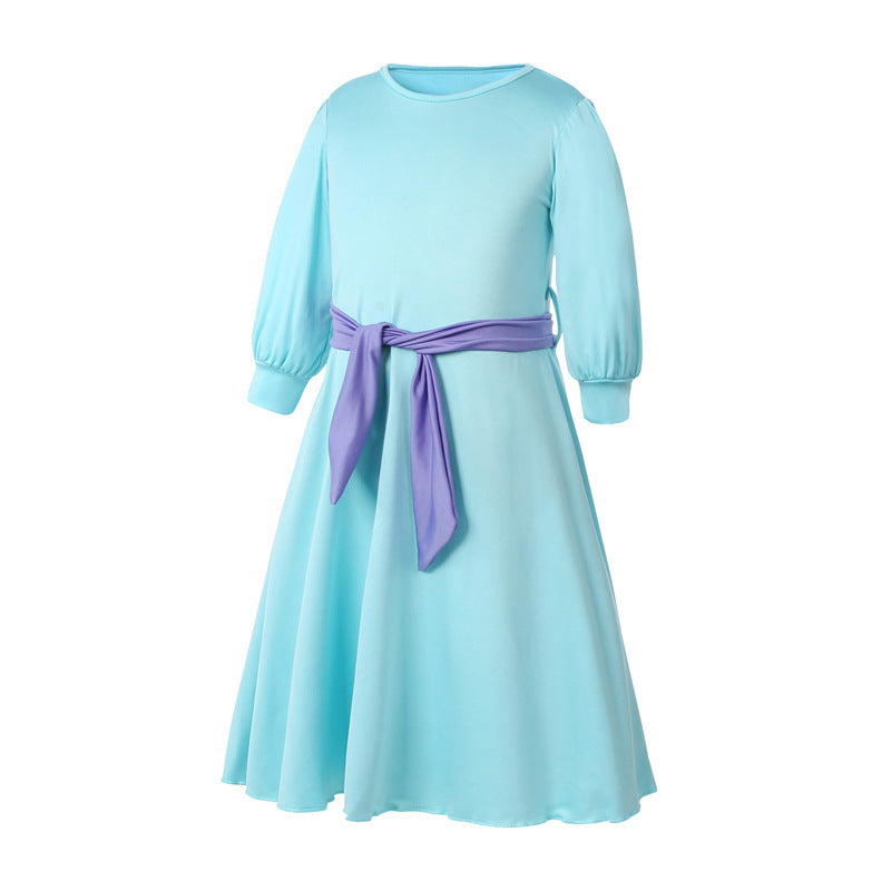 Three-Piece Kids Dress with Floral Hijab Set
