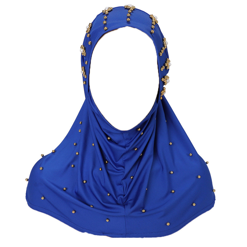 New Pearl-Studded Solid Color Instant Hijab