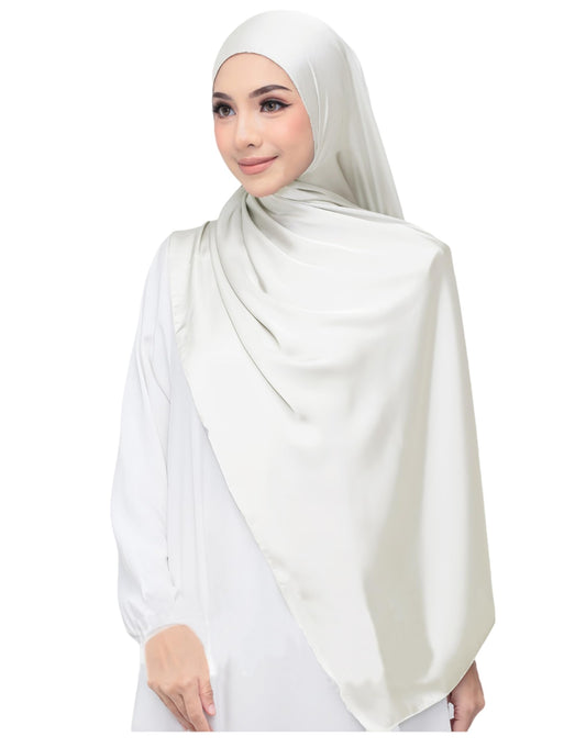 Lina & Lily Luxury Satin Hijab Head Scarf Shawl Wrap for Muslim Women Extra Long (Ivory White)