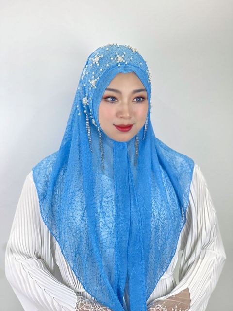 Fashion Muslim Hijab Scarf with Beads and Tassels