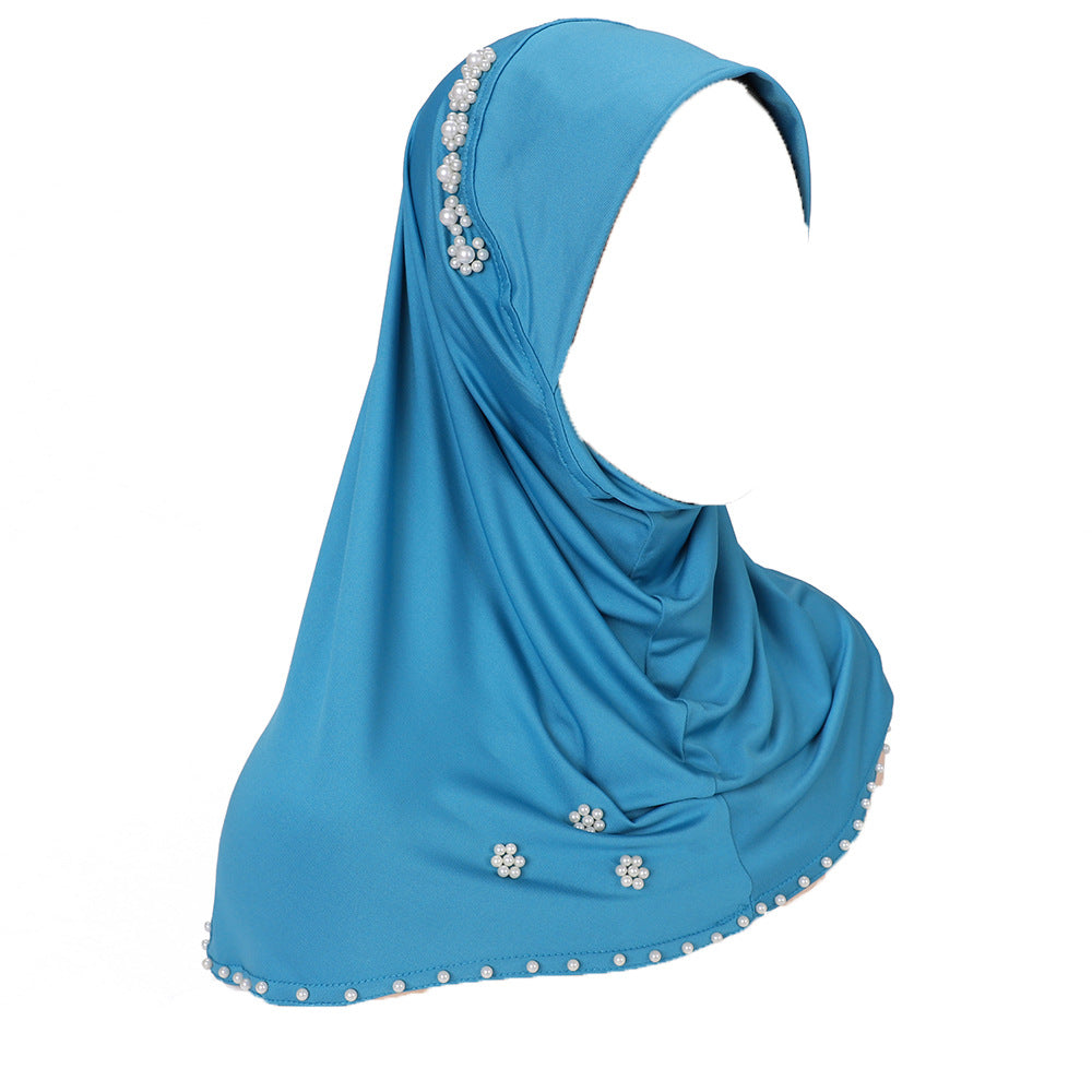 New Pearl-Studded Solid Color Instant Hijab