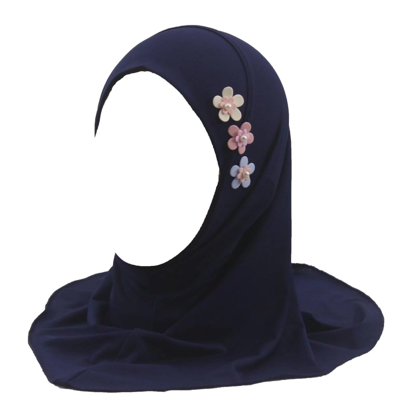 Modest Beauty Girls Muslim Hijab Arab Scarf Islamic Headscarf for Kids with 3 Flowers