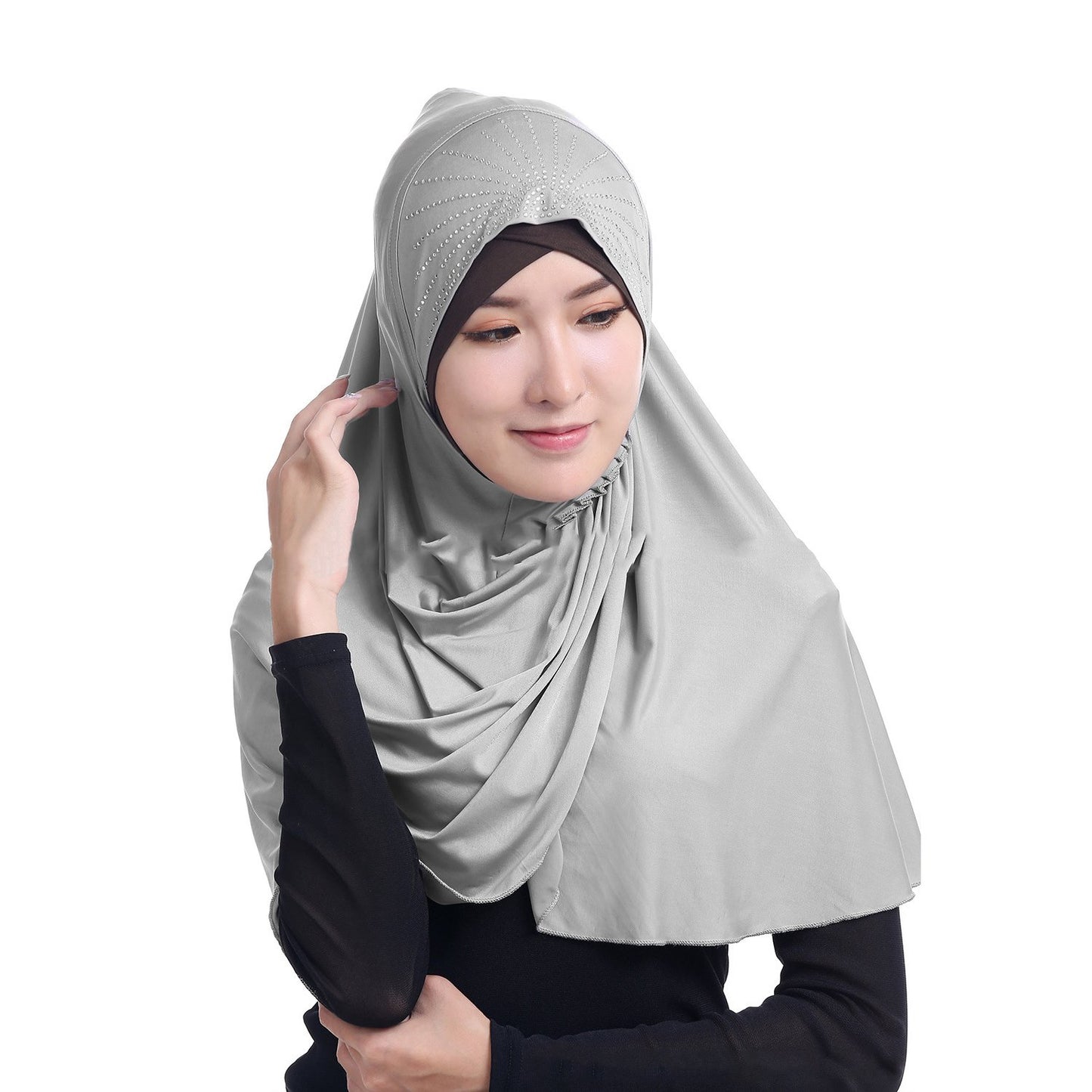 Soft One Piece Hijab for Women Chic Long Muslim Turban Headscarf Arabian Islamic Full Head Scarf Hair Loss CapsHeadwear Stretchy Anti-UV Sun Protection Neck Chest
